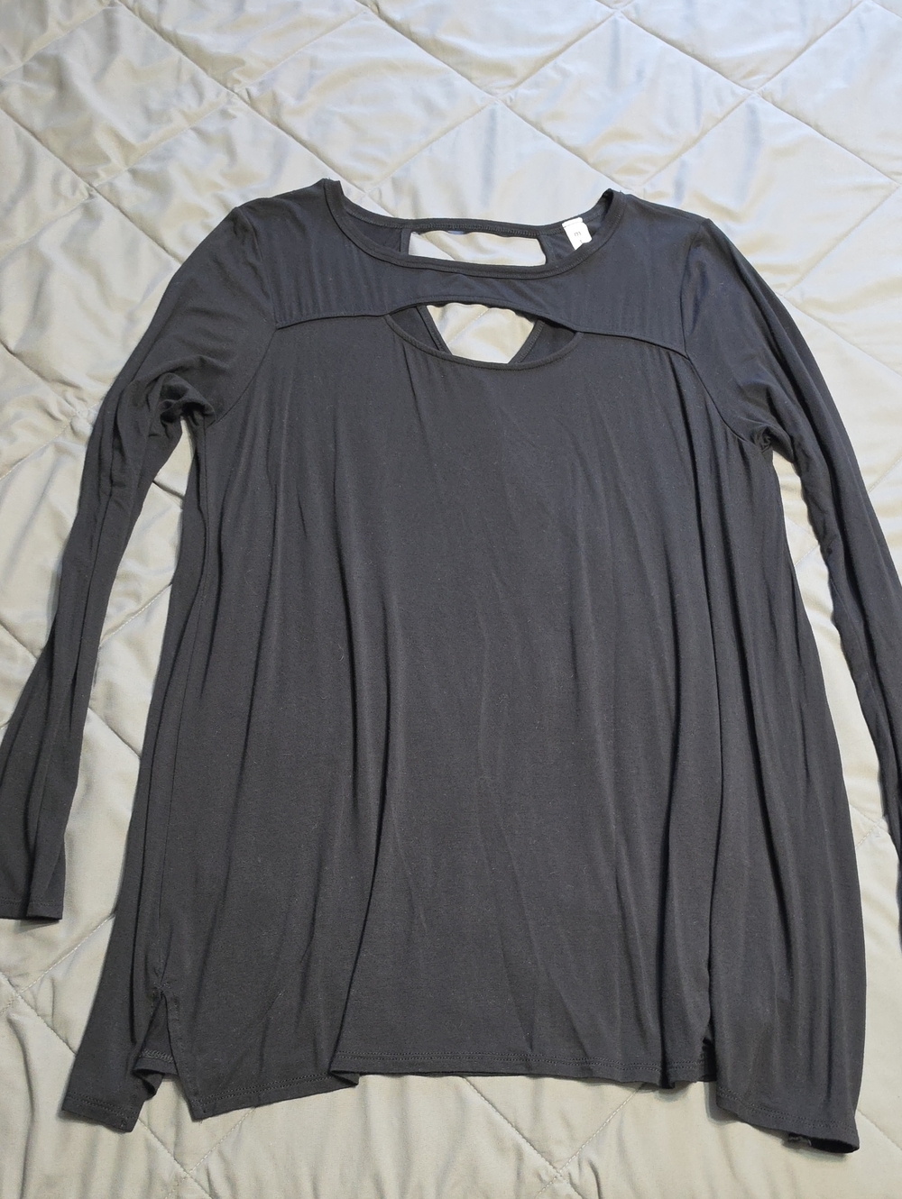mts Black Long Sleeve Cutout Detail Top